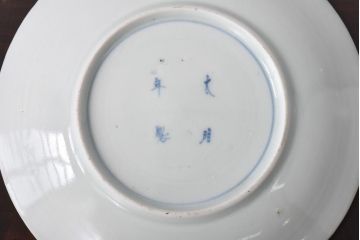 古民具・骨董　江戸期　大明年製　山水文　5寸皿2枚セット(中皿、和食器)