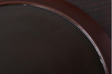 和製アンティーク　桔梗と薄の図　秋の草花が描かれた蒔絵の木皿5枚セット(中皿)
