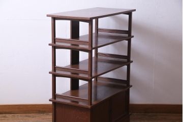 中古　指物工芸家具　桑網代　衣装盆付き　桑材製の飾棚(衣服棚)(定価約49万円)