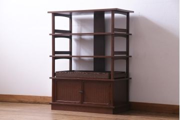中古　指物工芸家具　桑網代　衣装盆付き　桑材製の飾棚(衣服棚)(定価約49万円)