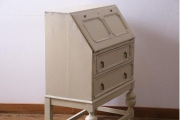 アンティーク家具　イギリスアンティーク　フレンチナチュラルに似合う当店ペイントのライティングビューロー(ワークデスク、在宅ワーク、在宅用)