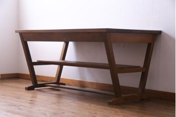 昭和レトロ　懐かしさ漂うリメイクダイニングテーブル(机、作業台)(1)