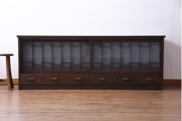 ラフジュ工房オリジナル　引き出し付き　和の風情を感じる古建具をリメイクした戸棚(収納棚、リビングボード)