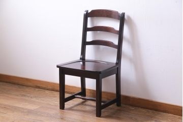 中古　北海道民芸家具　HM620　滑らかな木肌が上品なラダーバックチェア(椅子、ダイニングチェア)(2)