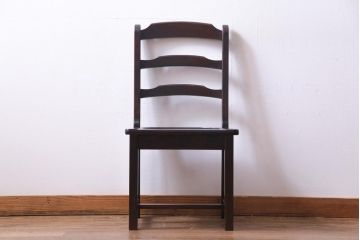 中古　北海道民芸家具　HM620　滑らかな木肌が上品なラダーバックチェア(椅子、ダイニングチェア)(3)