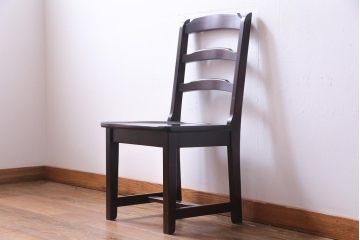 中古　北海道民芸家具　HM620　滑らかな木肌が上品なラダーバックチェア(椅子、ダイニングチェア)(3)