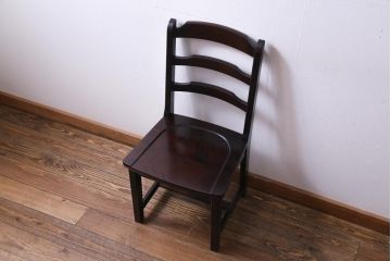 中古　北海道民芸家具　HM620　滑らかな木肌が上品なラダーバックチェア(椅子、ダイニングチェア)(3)