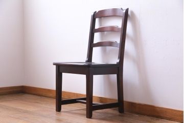 中古　北海道民芸家具　HM620　滑らかな木肌が上品なラダーバックチェア(椅子、ダイニングチェア)