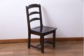 中古　北海道民芸家具　HM620　滑らかな木肌が上品なラダーバックチェア(椅子、ダイニングチェア)
