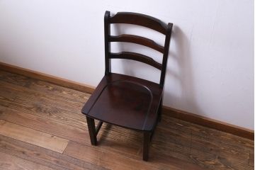 中古　北海道民芸家具　HM620　滑らかな木肌が上品なラダーバックチェア(椅子、ダイニングチェア)