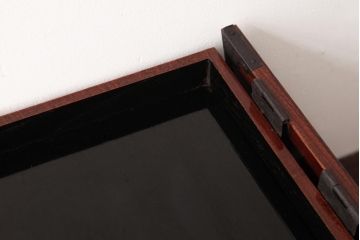 アンティーク雑貨　古民具・骨董　極美品　総ケヤキ材　漆の光沢が美しい硯箱(船箪笥、懸硯、木箱)