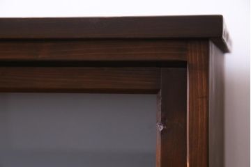 ラフジュ工房オリジナル　建具リメイク　引き出し付き　レトロなガラス入りの戸棚(収納棚、サイドボード)