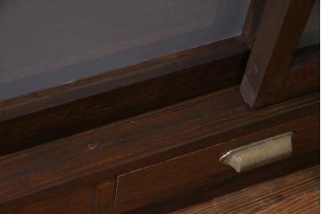 ラフジュ工房オリジナル　建具リメイク　引き出し付き　レトロなガラス入りの戸棚(収納棚、サイドボード)