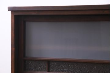 ラフジュ工房オリジナル　建具リメイク　引き出し付き　レトロなガラス入りの戸棚(収納棚、サイドボード)