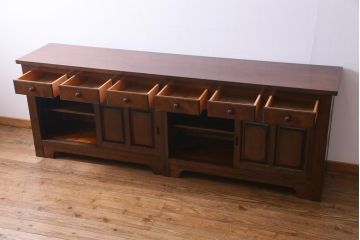 中古　特注品　松本民芸家具　組み立て式　特大カウンターキャビネット(サイドボード、クレデンザ)(定価約180万円)