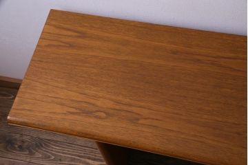 ヴィンテージ家具　イギリスビンテージ　チーク材　便利な折り畳み式天板のデスク(テーブル、作業台、拡張式、サイドテーブル)