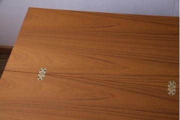 ヴィンテージ家具　イギリスビンテージ　チーク材　便利な折り畳み式天板のデスク(テーブル、作業台、拡張式、サイドテーブル)