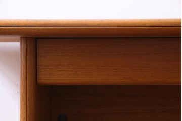 ヴィンテージ家具　イギリスビンテージ　チーク材　便利な折り畳み式天板のデスク(テーブル、作業台、拡張式、サイドテーブル)