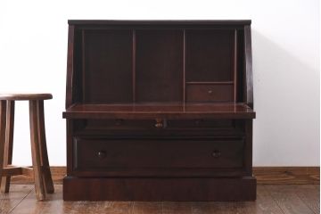 中古　越後民芸家具　和モダンなワークスペースにぴったりのライティングビューロー(デスク、在宅ワーク、在宅用簿記机)