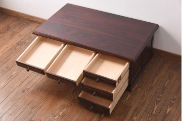 中古　神居民芸家具　モダンな装飾が調和した大振りな文机(デスク、在宅ワーク、在宅用座机)