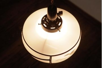 昭和初期　花鳥図柄　和の風情と品を感じるペンダントライト(天井照明、吊り下げ照明)