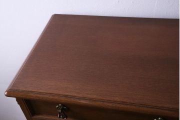 中古　神戸伝承欧風家具(洋家具)　たかねや製　ナラ・桐材　開き戸棚付きチェスト(タンス、引き出し)