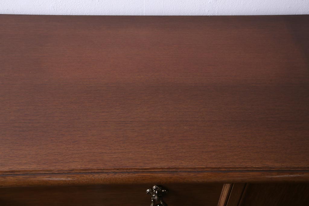 中古　神戸伝承欧風家具(洋家具)　たかねや製　ナラ・桐材　開き戸棚付きチェスト(タンス、引き出し)