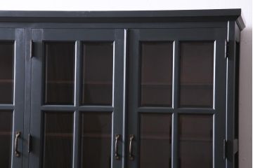 ペイント家具　当店リメイク　北海道民芸家具　収納力抜群!シックなキャビネット(カップボード、食器棚)