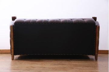 ヴィンテージ家具　ビンテージ　ケヤキ材使用　濃淡のある色合いが渋いアームソファ(二人掛け)