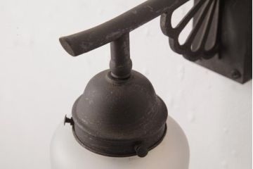 昭和レトロ　曇りガラス　籠目模様が趣き深いウォールライト(壁掛け照明)