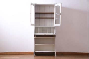 ペイント家具　フランスアンティーク　シックな佇まいが魅力的なビューローブックケース(ライティングビューロー、デスク、本箱、机、在宅ワーク、在宅用)