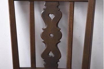 中古　神戸家具　永田良介商店　素朴なアンティークスタイルを楽しめるスカシ型食堂椅子(チェア、イス)(1)