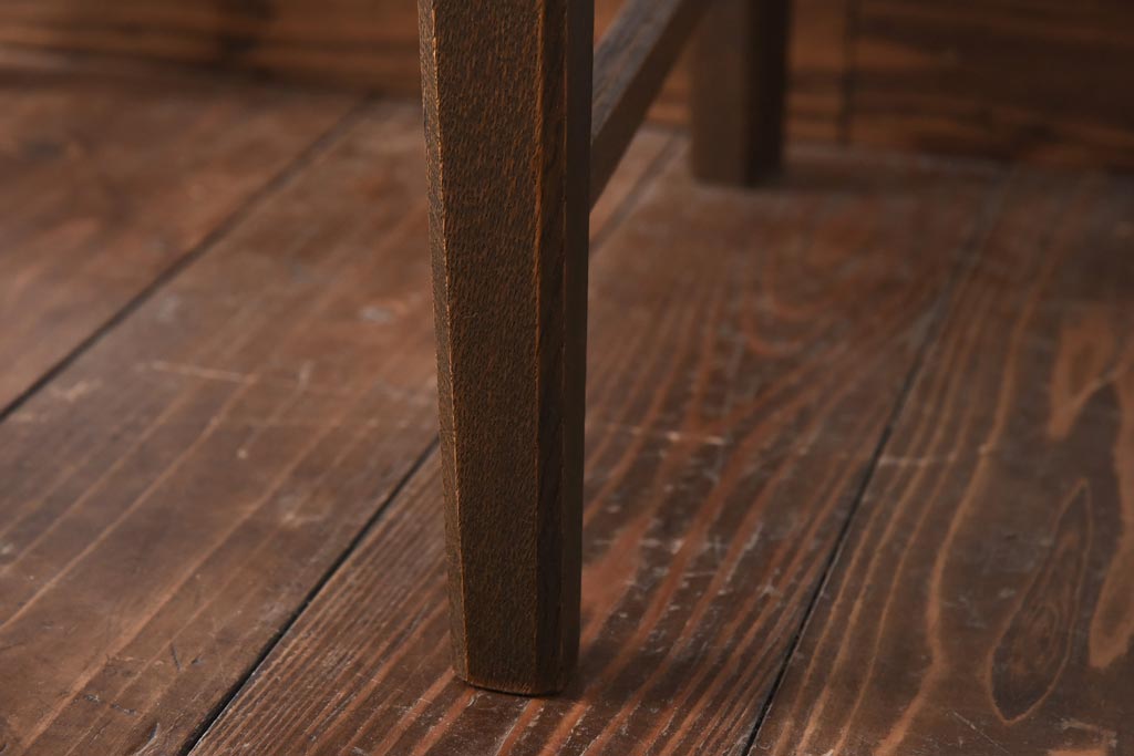 中古　神戸家具　永田良介商店　素朴なアンティークスタイルを楽しめるスカシ型食堂椅子(チェア、イス)(1)