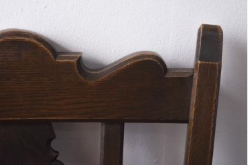 中古　神戸家具　永田良介商店　素朴なアンティークスタイルを楽しめるスカシ型食堂椅子(チェア、イス)(2)