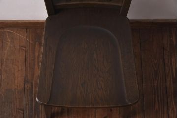 中古　神戸家具　永田良介商店　素朴なアンティークスタイルを楽しめるスカシ型食堂椅子(チェア、イス)