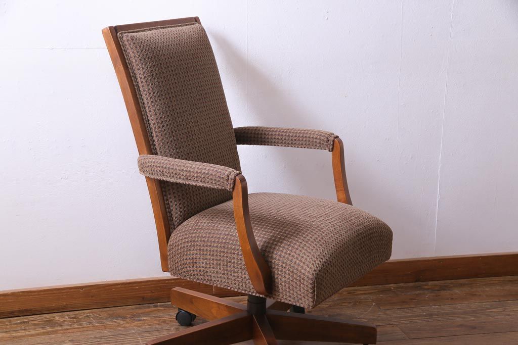 中古　ETHAN ALLEN(イーセンアーレン)　落ち着いた色合いがシックなお部屋にぴったりなキャスター付き回転チェア(ワークチェア、椅子)