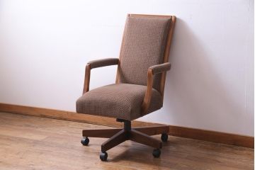 中古　ETHAN ALLEN(イーセンアーレン)　落ち着いた色合いがシックなお部屋にぴったりなキャスター付き回転チェア(ワークチェア、椅子)