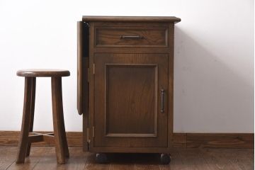 中古　神戸家具　永田良介商店　天板本革貼り　大人の高級感漂う袖机(バタフライテーブル)(定価28万円)
