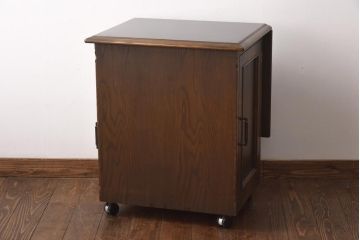 中古　神戸家具　永田良介商店　天板本革貼り　大人の高級感漂う袖机(バタフライテーブル)(定価28万円)