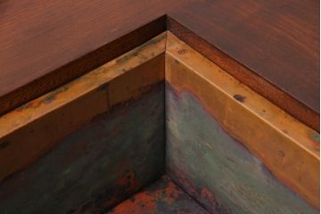 アンティーク雑貨　総ケヤキ材　堂々とした佇まいの上質な火鉢付き座卓(囲炉裏、木製火鉢、ローテーブル)