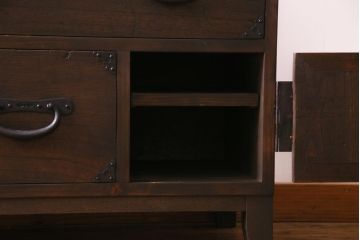 ラフジュ工房オリジナル　引き出し・扉リメイク　渋さが魅力的なリビングボード(ローボード、収納棚)