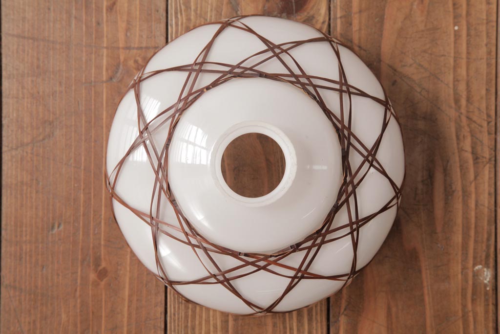 昭和レトロ　和の味わい溢れる竹編みのシェードのペンダントライト(電笠、天井照明)