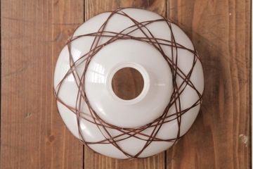 昭和レトロ　和の味わい溢れる竹編みのシェードのペンダントライト(電笠、天井照明)