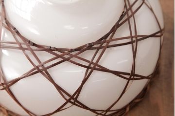 昭和レトロ　和の味わい溢れる竹編みのシェードのペンダントライト(電笠、天井照明)