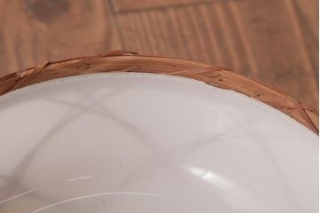 昭和レトロ　和の味わい溢れる竹編みのシェードのペンダントライト(電笠、天井照明)