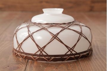 昭和レトロ　和の味わい溢れる竹編みのシェードのペンダントライト(電笠、天井照明)