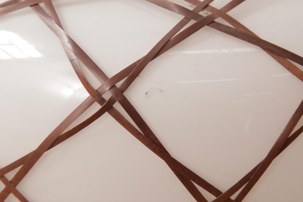 昭和レトロ　和の味わい溢れる竹編みのシェードのペンダントライト(電笠、天井照明)