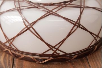 昭和レトロ　和の味わい溢れる竹編みのシェードのペンダントライト(電笠、天井照明)