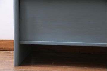 アンティーク家具　フランスアンティーク　パイン材　爽やかなペイントカラーが可愛らしい木製ベンチ(チャーチベンチ)