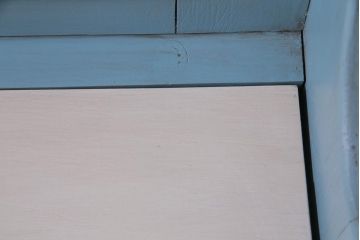アンティーク家具　フランスアンティーク　パイン材　爽やかなペイントカラーが可愛らしい木製ベンチ(チャーチベンチ)